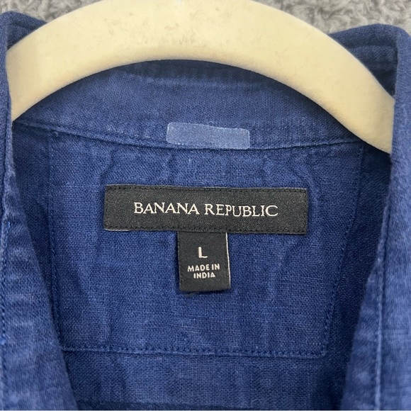 Banana Republic Button Shirt Short Sleeves Blue Men Size Large - Picture 4 of 6